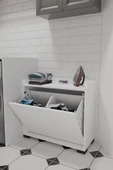 Duo 2 Bölmeli Çamaşırlık Çok Amaçlı İki Bölmeli Dolap Kirli Çamaşır Sepeti - 1
