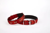 Doggie Softlu Kemik Desenli Köpek Tasması 2 cm x 40 cm Kırmızı - 1