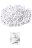 1.000 gram (1 kg.) 16mm Beyaz Renk Plastik İnci Boncuk Çanta ve Takı Yapım Boncuğu (~340 adet) - 2