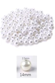 100 gram 14mm Beyaz Renk Plastik İnci Boncuk Çanta ve Takı Yapım Boncuğu (~54 adet) - 2