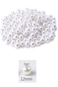 250 gram 12mm Beyaz Renk Plastik İnci Boncuk Çanta ve Takı Yapım Boncuğu (~200 adet) - 2