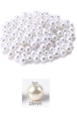 250 gram 18mm Beyaz Renk Plastik İnci Boncuk Çanta ve Takı Yapım Boncuğu (~55 adet) - 2