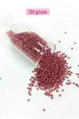 Dökme Cam Kum Boncuk (11/0) 2 mm - 20 Gram -  Koyu Pembe - BNC011 - 1