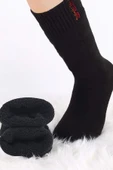 Siyah Termal Kalın Kışlık Havlu Çorap Erkek Kadın Unisex Pamuk - 1