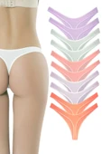 10 Adet Pamuklu Kadın Klasik Tanga Soft Renkler - 2