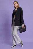 Kadın Siyah Deri Kapitone Clutch El Çantası - 2