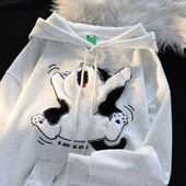 3 iplik şardonlu oversize compact peluş baskılı sweat beyaz - 2