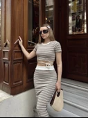 Çizgili etekli takım vizon s3609 - 4