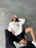 3 iplik şardonlu oversize compact kafa baskılı sweat beyaz - 3