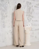Broşlu yelek pantolon takım bej s255821 - 5