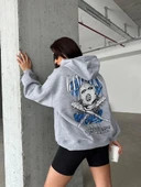 3 iplik şardonlu oversize compact kafa baskılı sweat gri - 4