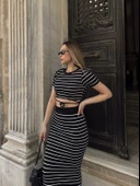 Çizgili etekli takım siyah s3609 - 6