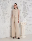 Broşlu yelek pantolon takım bej s255821 - 3