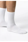 4 Çift Fitilli Beyaz Unisex Kolej Çorap Tenis Çorap - 2