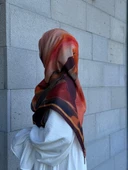 Pamuklu Amber Desen Eşarp-Mürdüm - 4