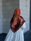 Pamuklu Amber Desen Eşarp-Mürdüm - 6