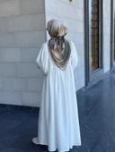 Pamuklu Amber Desen Eşarp-Haki/Krem - 7