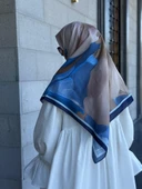 Pamuklu Amber Desen Eşarp-İndigo - 3