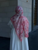 Pamuklu Mimoza Desen Şal-Mercan - 6