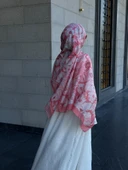 Pamuklu Mimoza Desen Şal-Mercan - 2