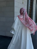 Pamuklu Mimoza Desen Şal-Mercan - 3