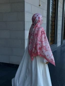 Pamuklu Mimoza Desen Şal-Mercan - 7