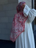 Pamuklu Mimoza Desen Şal-Mercan - 8