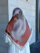 Pamuklu Amber Desen Eşarp-Taş - 5