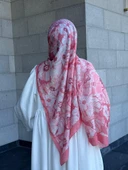 Pamuklu Mimoza Desen Şal-Mercan - 1