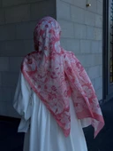 Pamuklu Mimoza Desen Şal-Mercan - 5