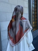 Pamuklu Amber Desen Eşarp-Taş - 2