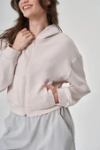 Exuma Kadın Fermuarlı Kum Rengi Sweatshirt 1529109-KUM - 5