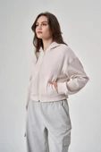 Exuma Kadın Fermuarlı Kum Rengi Sweatshirt 1529109-KUM - 4