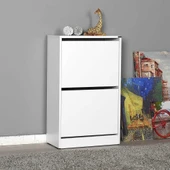 Flat Duo 2 Katlı Ayakkabılık Mat Beyaz 51x84x26 cm - 5
