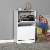 Flat Duo 2 Katlı Ayakkabılık Mat Beyaz 51x84x26 cm - 1