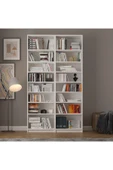 Asra Trend MDF Beyaz Kitaplık – Ayarlanabilir Raflar, Ev & Ofis Modern Dekoratif Kitaplık, K-09 thumbnail 4