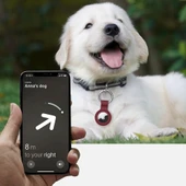 Apple AirTag Uyumlu Silikon Koruyucu Anahtarlık Arkası Kapalı Düşmez Yıkanabilir  Mürdüm - 4