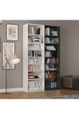 Asra Trend MDF Beyaz/Koyu Gri Kitaplık – Ayarlanabilir Raf, Ev&Ofis Modern Dekoratif Kitaplık, K-17 thumbnail 1