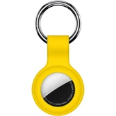 Apple AirTag Uyumlu Silikon Koruyucu Anahtarlık Arkası Kapalı Düşmez Yıkanabilir  Sarı - 1