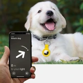 Apple AirTag Uyumlu Silikon Koruyucu Anahtarlık Arkası Kapalı Düşmez Yıkanabilir  Sarı - 4