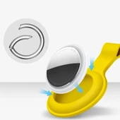Apple AirTag Uyumlu Silikon Koruyucu Anahtarlık Arkası Kapalı Düşmez Yıkanabilir  Sarı - 2