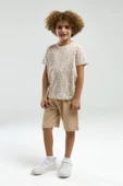 Arnetta Erkek Çocuk Desenli Bisiklet Yaka Kısa Kollu Şortlu Pijama Takım - 3