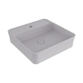 BOCCHI Sottile Slim Line Mat Gri Kare Lavabo – 45x45 cm, Tezgah Üstü, Tek Delikli - 1