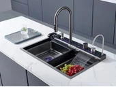 Akıllı Mutfak Evyesi Seti – 7 Fonksiyonlu, LED Ekranlı Musluk, Nano Kaplama, Şelale Akışlı - 2