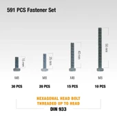 Civtec 591 Parça 20 Çeşit 8.8 Çelik Civata - Somun - Pul Seti TK-19 thumbnail 7