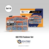 Civtec 682 Parça 16 Çeşit Ysb Vida - Somun - Pul Seti -Takım TK-16 - 9