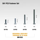 Civtec 591 Parça 20 Çeşit 8.8 Çelik Civata - Somun - Pul Seti TK-19 thumbnail 6