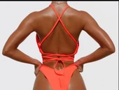 Bikini, Plaj Giyim, Bağlama Detaylı Bikini, Fosforlu Yeşil Bikini, Brezilyan Kesim Bikini - 3