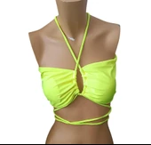 Bikini, Plaj Giyim, Bağlama Detaylı Bikini, Fosforlu Yeşil Bikini, Brezilyan Kesim Bikini - 5