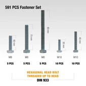 Civtec 591 Parça 20 Çeşit 8.8 Çelik Civata - Somun - Pul Seti TK-19 thumbnail 8